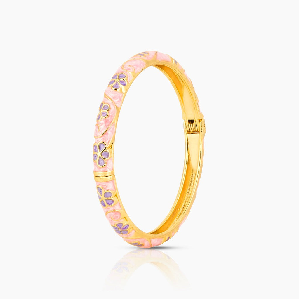 Pastel Pink Floral Enamel Bangle