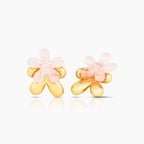 Pink Five Petal Flower Earrings