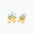 Blue Five Petal Flower Earrings