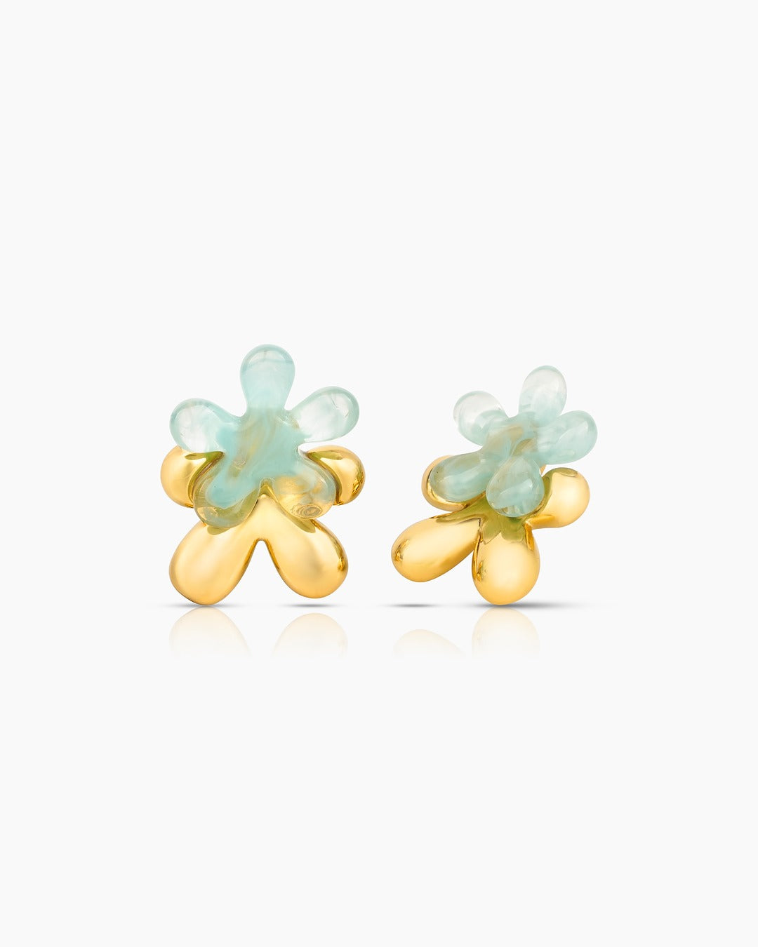 Blue Five Petal Flower Earrings