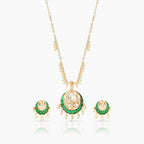 Gold Plated Moissanite Diamond Pendant Earrings Set