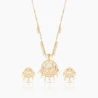 Gold Plated Moissanite Diamond Pendant Earrings Set