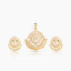 Gold Plated Moissanite Diamond Pendant Earrings Set