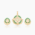 Gold Plated Moissanite Diamond Pendant Earrings Set