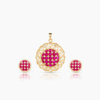 Gold Plated Moissanite Diamond Pendant Earrings Set