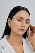 Blue Five Petal Flower Earrings