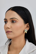 Blue Five Petal Flower Earrings