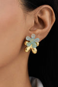 Blue Five Petal Flower Earrings