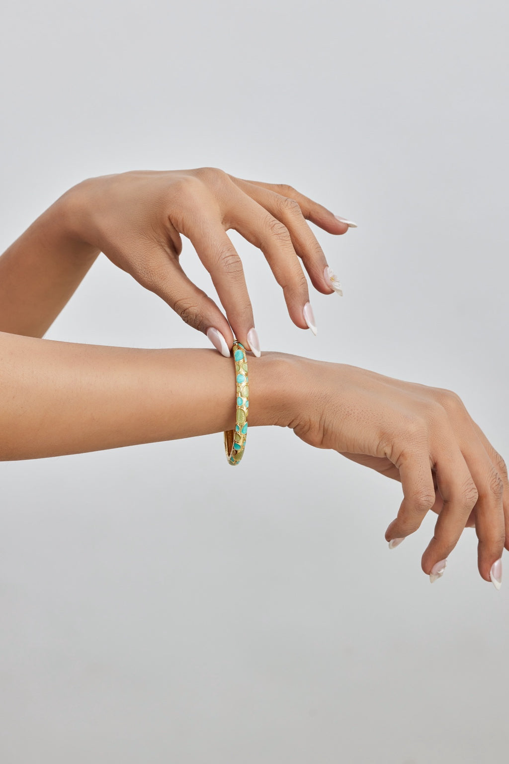 Blue & Gold Bubble Enamel Bangle