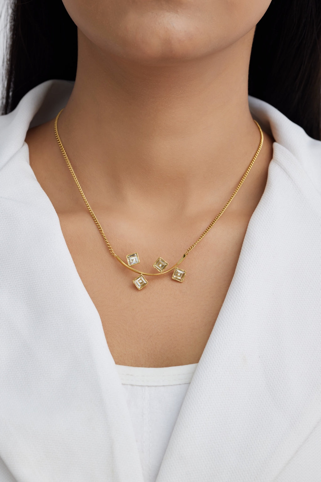 Delicate Square Diamond Necklace