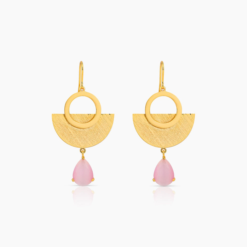 Gold Plated Rose Quartz Drop Earrings