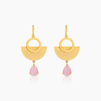 Gold Plated Rose Quartz Drop Earrings
