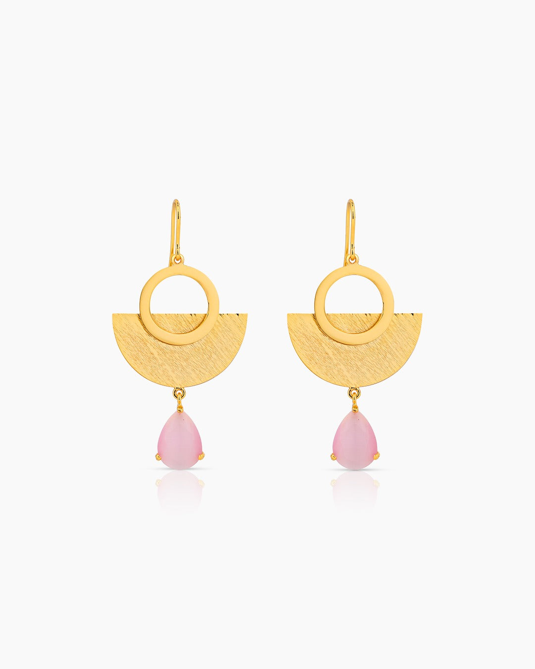 Gold Plated Rose Quartz Drop Earrings