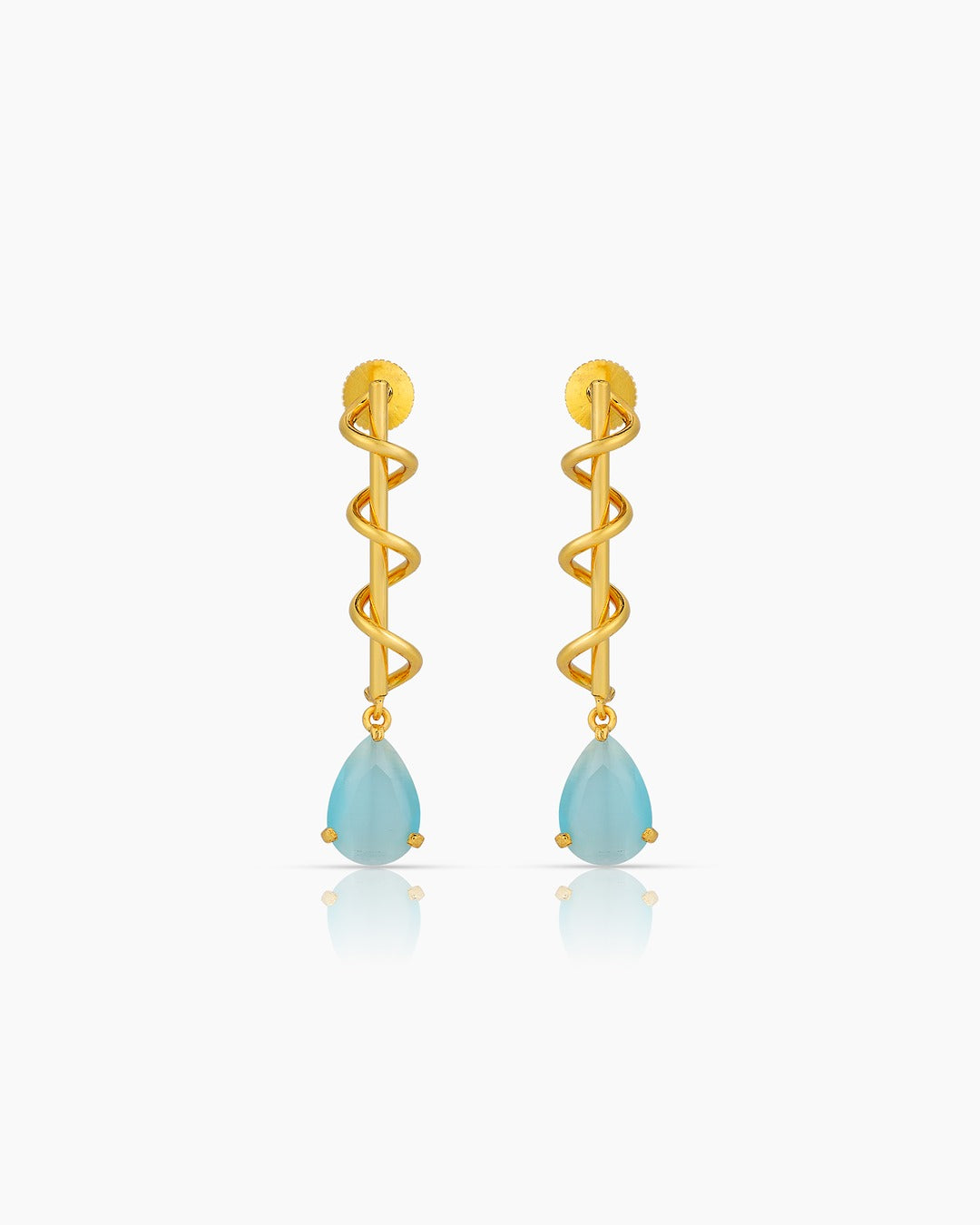 Waves Gold Plated Chalcedony Drop Earrings