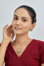 Gold Plated Moissanite Diamond Pendant Earrings Set