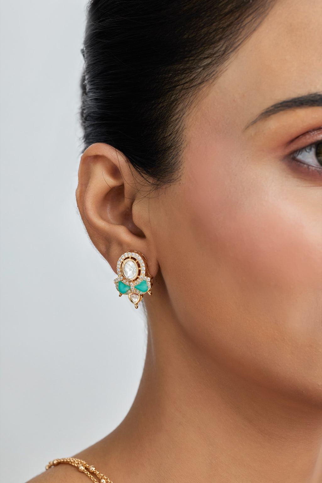 Gold Plated Moissanite Diamond Pendant Earrings Set