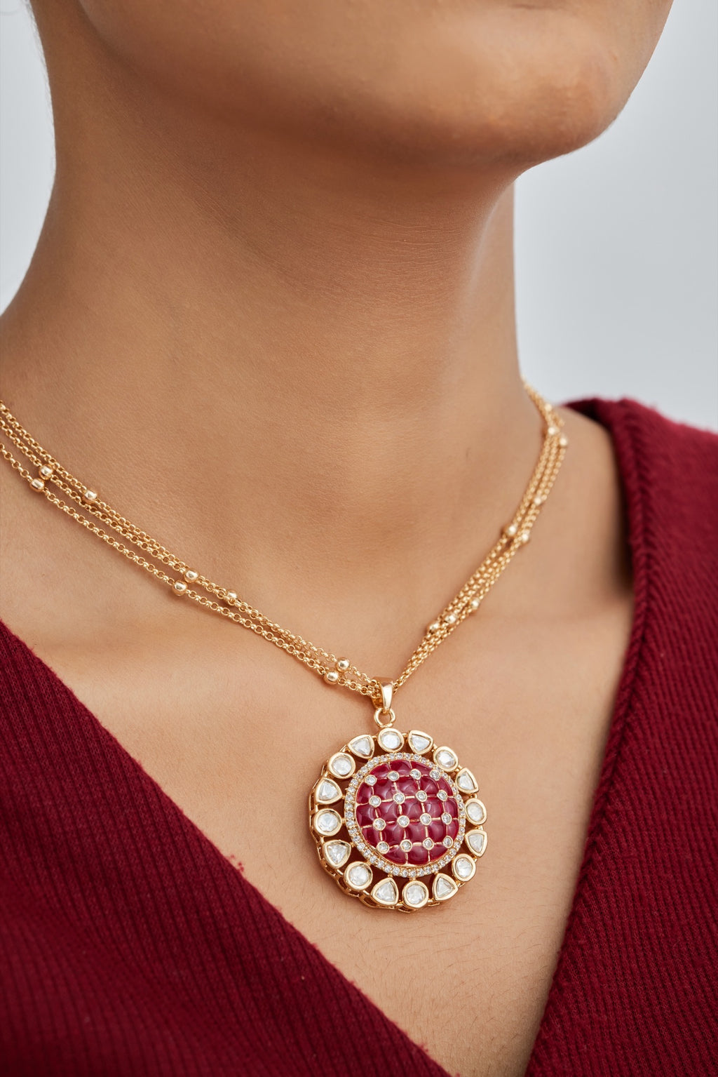 Gold Plated Moissanite Diamond Pendant Earrings Set