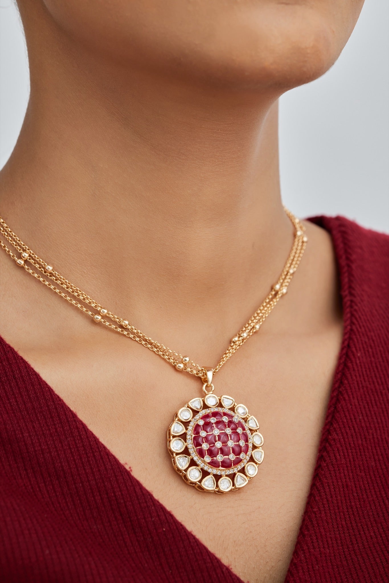 Gold Plated Moissanite Diamond Pendant Earrings Set