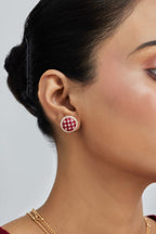 Gold Plated Moissanite Diamond Pendant Earrings Set