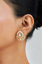 Gold Plated Moissanite Diamond Pendant Earrings Set