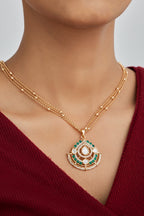 Gold Plated Moissanite Diamond Pendant Earrings Set