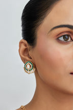 Gold Plated Moissanite Diamond Pendant Earrings Set