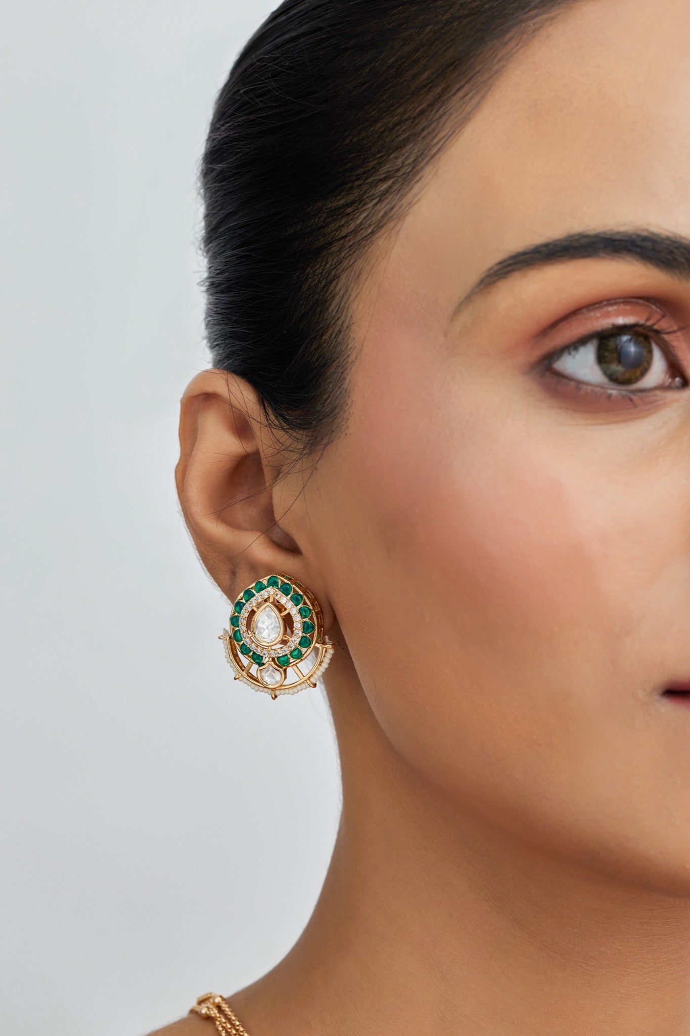 Gold Plated Moissanite Diamond Pendant Earrings Set