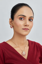 Gold Plated Moissanite Diamond Pendant Earrings Set