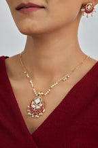 Gold Plated Moissanite Diamond Pendant Earrings Set