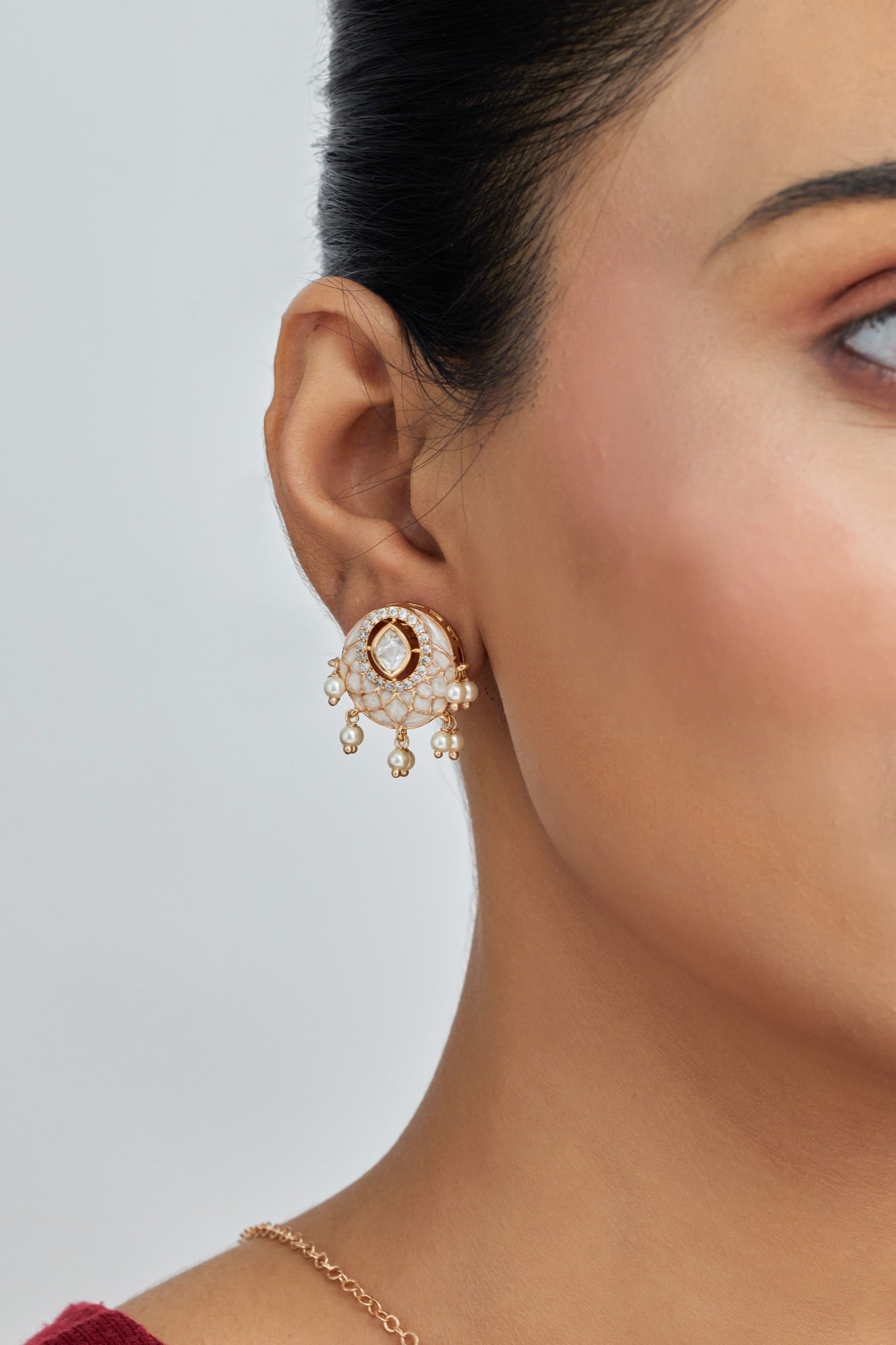 Gold Plated Moissanite Diamond Pendant Earrings Set