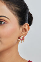 Gold Plated Moissanite Diamond Pendant Earrings Set