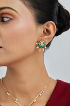 Gold Plated Moissanite Diamond Pendant Earrings Set