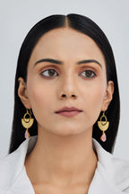 Gold Plated Rose Quartz Drop Earrings