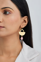 Gold Plated Rose Quartz Drop Earrings