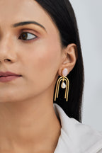 Gold Plated Rose Quartz Pearl Drop Earrings