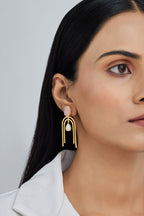 Gold Plated Rose Quartz Pearl Drop Earrings