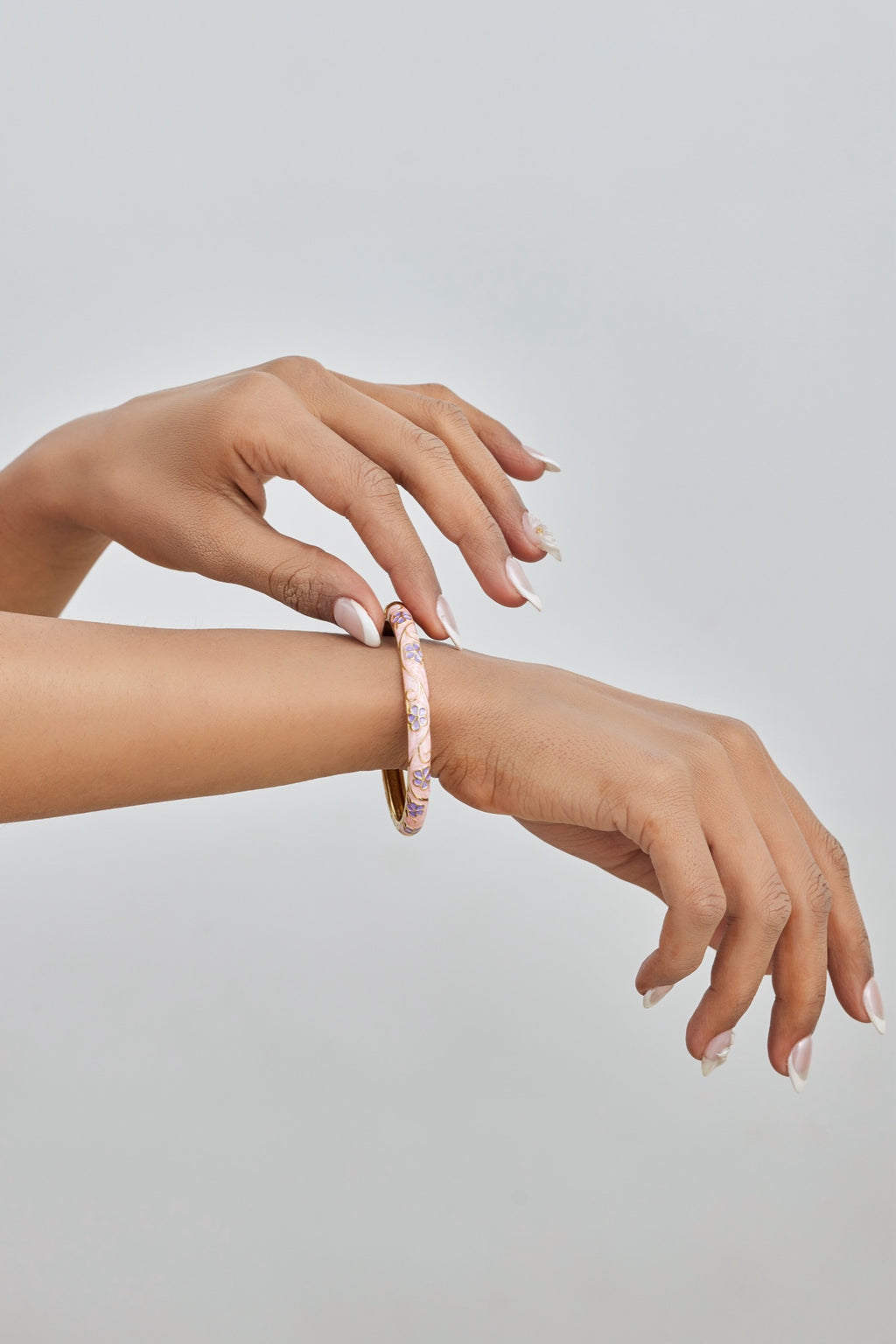 Pastel Pink Floral Enamel Bangle