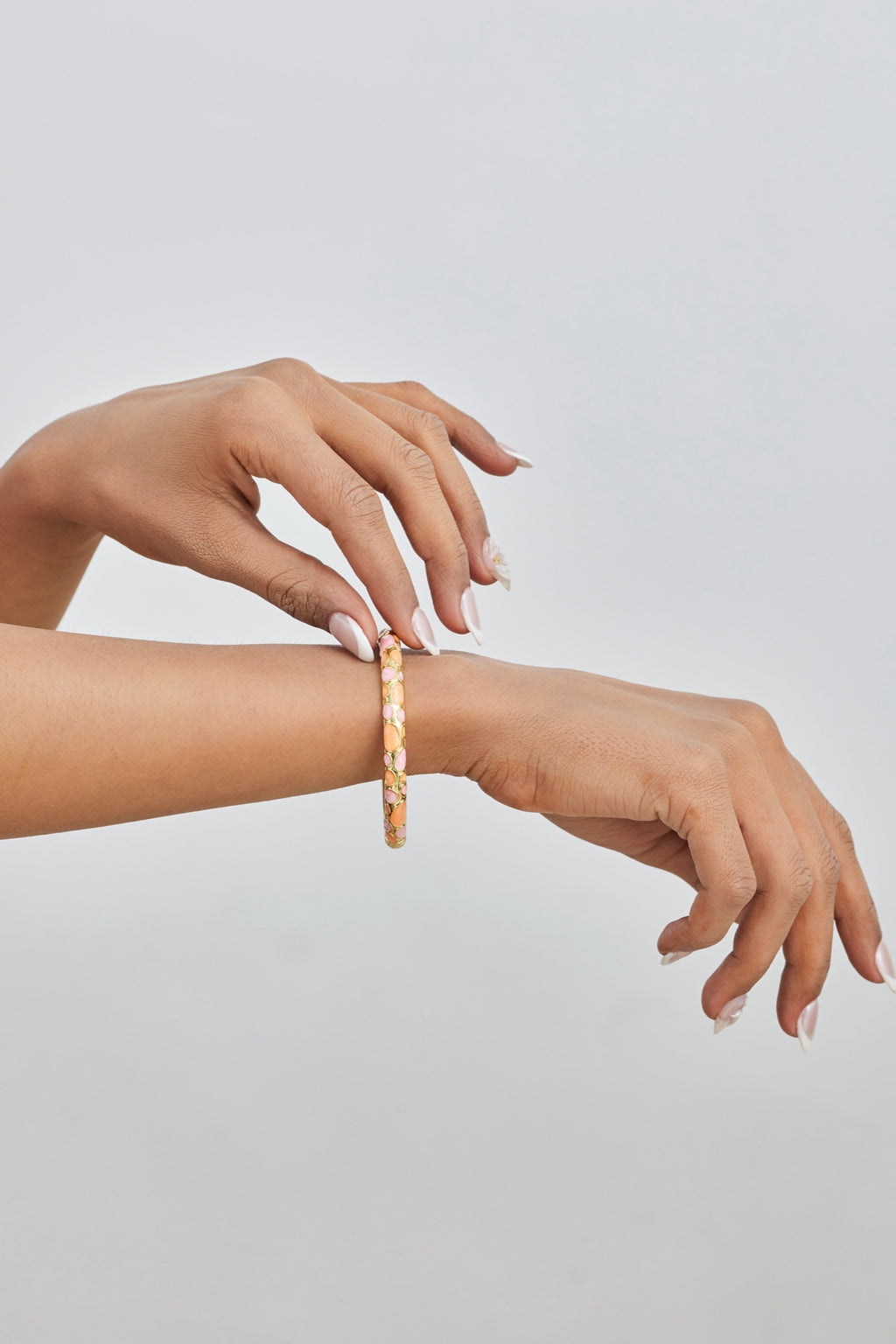 Pastel Pink & Orange Bubble Enamel Bangle