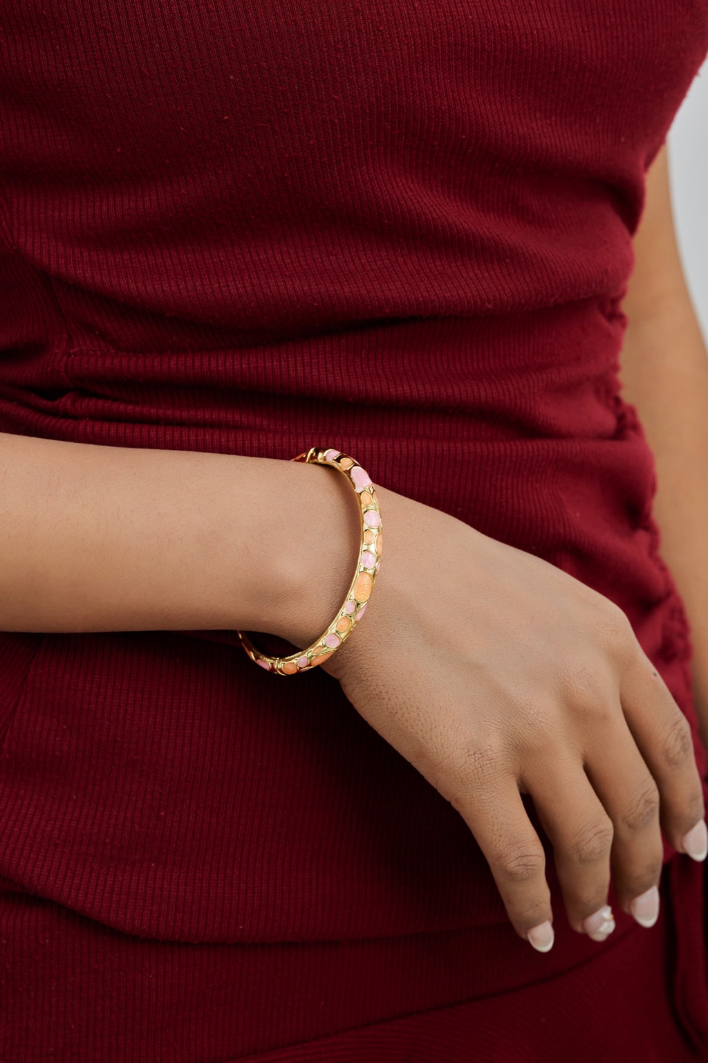 Pastel Pink & Orange Bubble Enamel Bangle