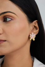 Pink Five Petal Flower Earrings