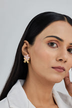 Pink Five Petal Flower Earrings