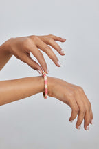 Pink & White Wave Enamel Bangle