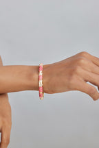 Pink & White Wave Enamel Bangle