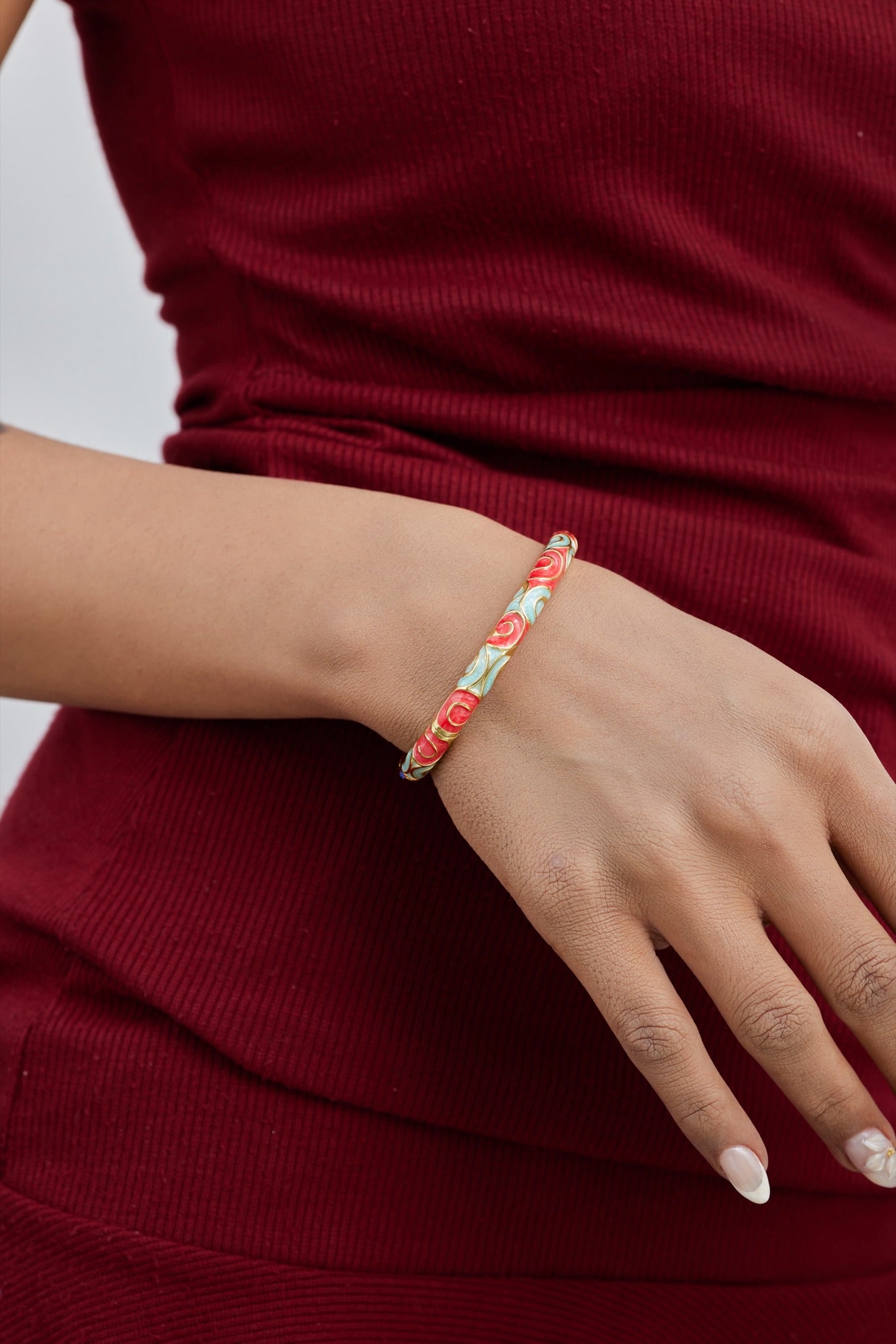 Pink & Blue Wave Enamel Bangle