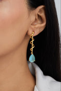 Waves Gold Plated Chalcedony Drop Earrings