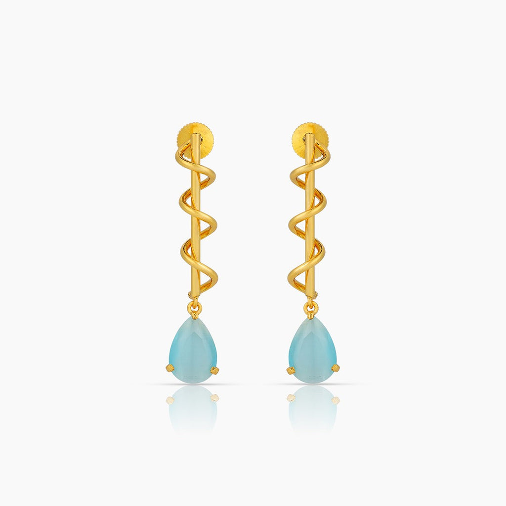 Waves Gold Plated Chalcedony Drop Earrings