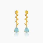 Waves Gold Plated Chalcedony Drop Earrings
