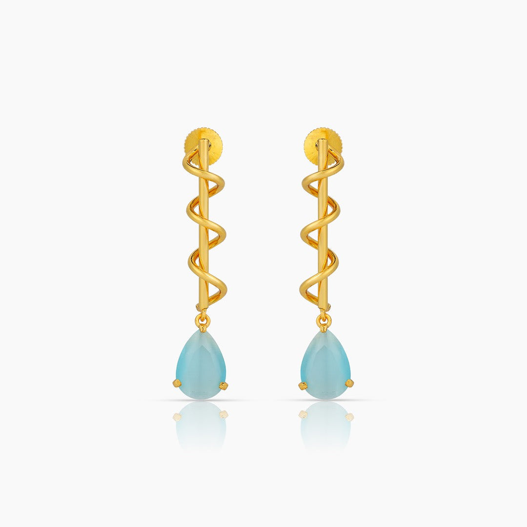 Waves Gold Plated Chalcedony Drop Earrings